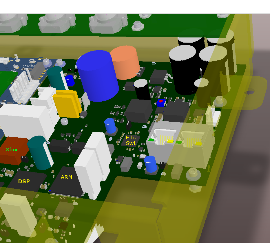 Top view of electronics assembly